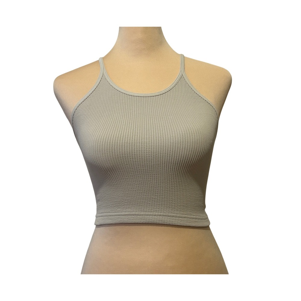 FP Movement x Hatch Tank Top XS/S Gray Ribbed High Neck Racerback Crop Gym